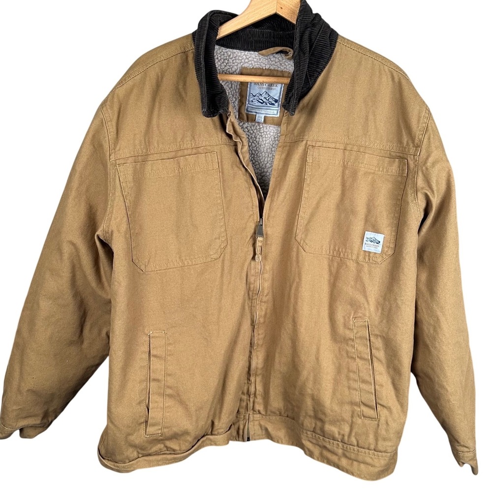 Bass Creek Outfitters Mens XXL Tan Sherpa Lined Canvas Work Jacket BO433514